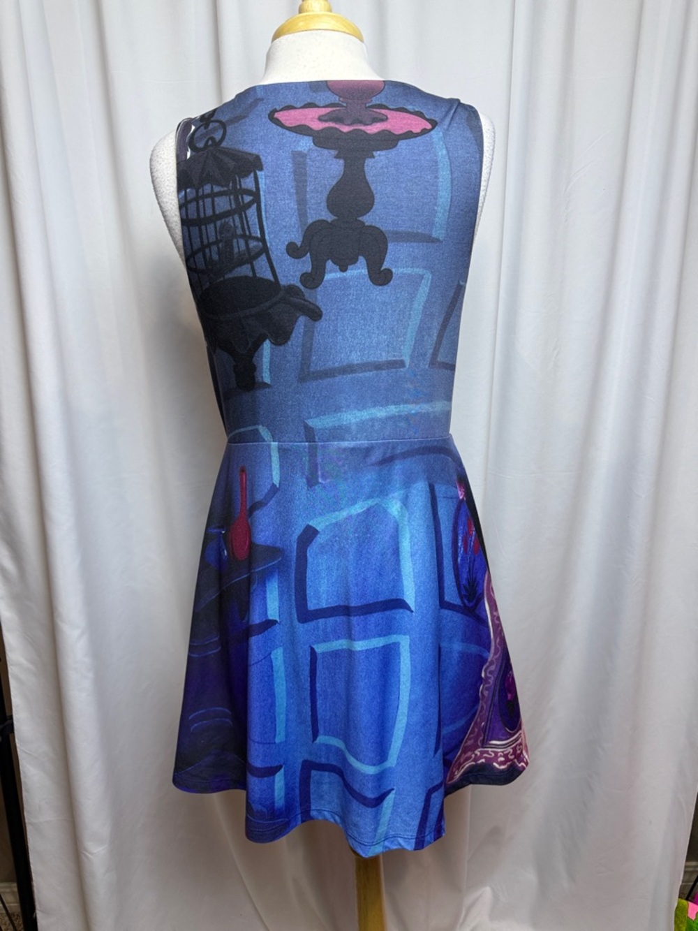 Disney Alice in Wonderland Illustrated Fit-and-Flare Mini Dress, Large - Picture 3 of 8